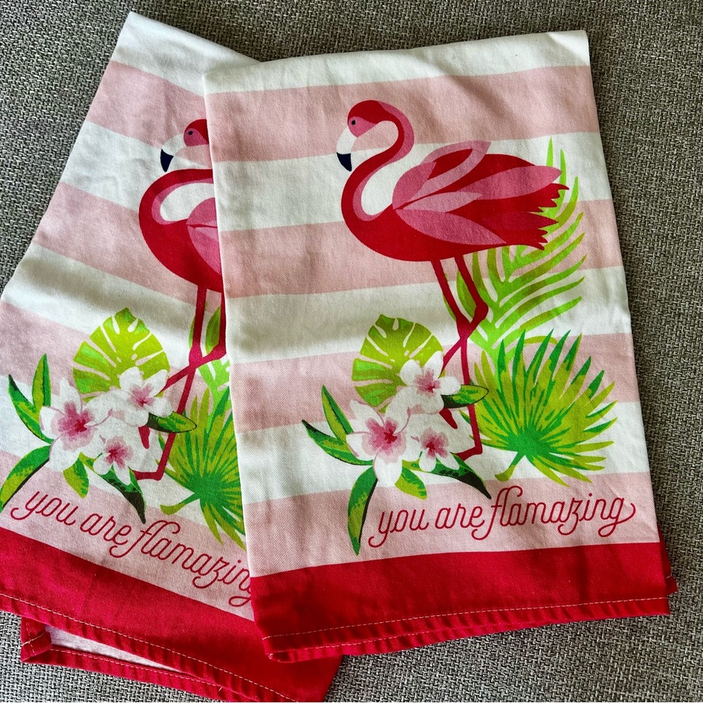 Set of 2 Flamingo Tea Towels 🦩